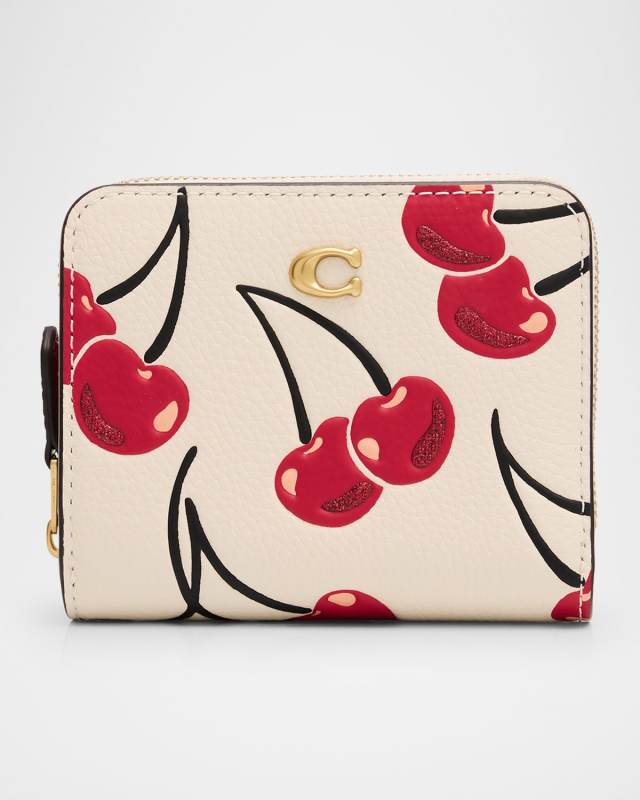 Cherry-Print Leather Bifold Wallet